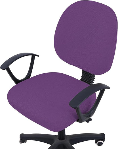 Smiry Stretch Jacquard Office Computer Chair Covers, Removable Washable Universal Desk Rotating Chair Slipcovers Protector, Seat + Backrest Cover, Purple