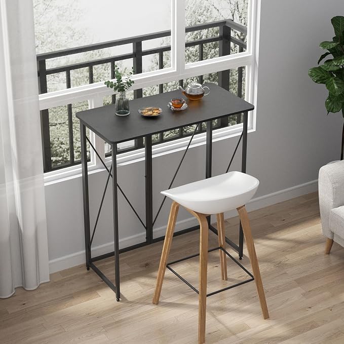 39.37" Folding Standing Desk, Small Laptop Stand Up Desk for Sitting or Standing, No Assembly Needed, Portable, Tall Foldable Desk for Home, Office, Small Spaces (Black)