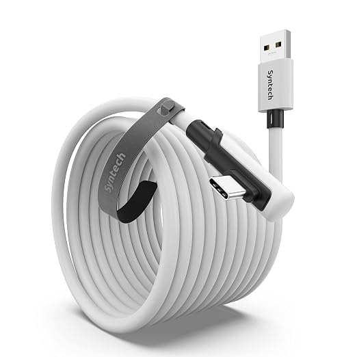 Syntech Link Cable 20 FT Compatible with Oculus/Meta Quest 3/Meta Quest2/Pro/Pico 4/Ultra Accessories and PC/SteamVR, High Speed PC Data Transfer, USB 3.0 to USB C Cable for VR Headset