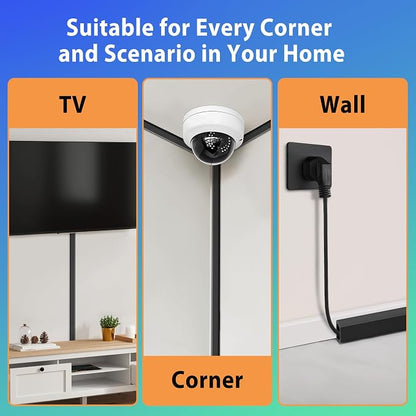 Wall Cable Hider Kit, 116in TV Wire Hider for Wall, Paintable Cord Hider Wall, Cord Organizer Hide 1-2 Cords Wall Mounted TV, Wire Cover for Wall, Cord Concealer 7XL16.5 W0.86 H0.43in, Black