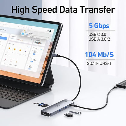 Selore USB C Docking Station Dual HDMI Monitor, USB C to Dual HDMI Adapter with 4K@60Hz HDMI, 100W PD, SD/TF, USB A&C 3.0 Ports, Laptop Docking Station for Dell XPS/HP/Lenovo/Surface/Yoga etc
