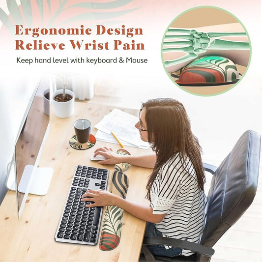 Gimars Enlarge Silky and Superfine Fabric Gel Memory Foam Keyboard Wrist Rest Set, Ergonomic Keyboard Mouse Wrist Support for Typing Pain Relief, Comfort for Office, Gaming, Computer-Morandi Orange