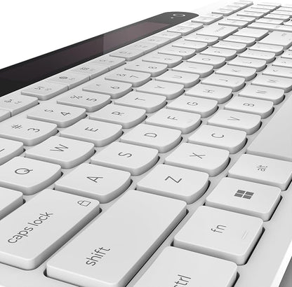 Lenovo 800 Self-Charging Bluetooth Keyboard, Uses Ambient Light for Charging, Bluetooth 5.1, Supports 3 Devices, Battery Free, Wireless, White