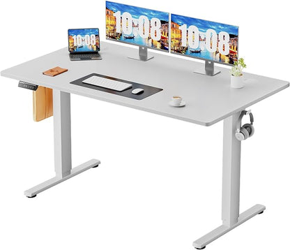 Sweetcrispy 48 Inch Electric Standing Desk, Height Adjustable Sit Stand Up Desk, Computer Workstation Home Office Gaming Rising Table with Memory Preset Splice Board,White