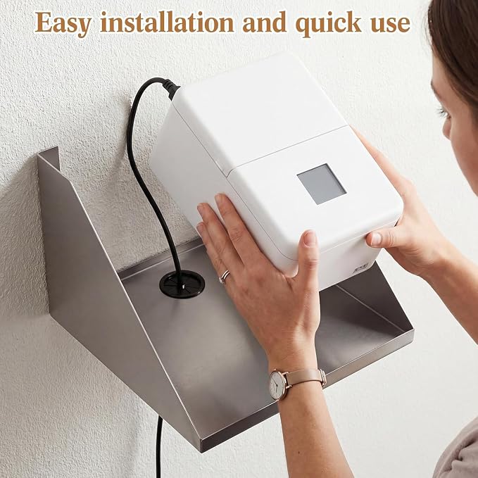 Hicarer Wall Mounted Pos Printer Shelf 7" x 10" x 5.5" Stainless Steel Receipt Ticket Printer Stand for Restaurant Cafe Retail Pos System, with Wire Take-up Hole