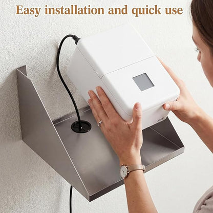Hicarer Wall Mounted Pos Printer Shelf 7" x 10" x 5.5" Stainless Steel Receipt Ticket Printer Stand for Restaurant Cafe Retail Pos System, with Wire Take-up Hole