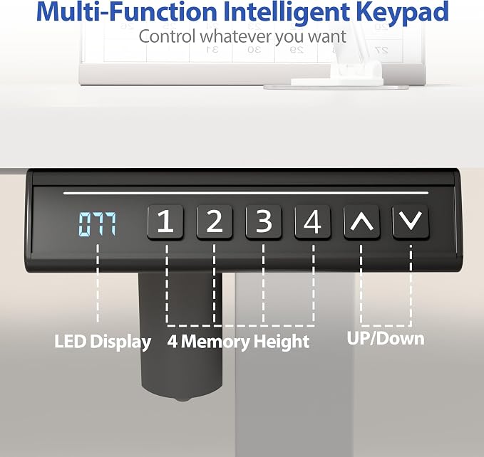 YESHOMY Height Adjustable Electric Standing Desk, 46 x 24 Inches Memory Home Office Sit Stand up Desk with Phone Holder and USB Charging Port, White