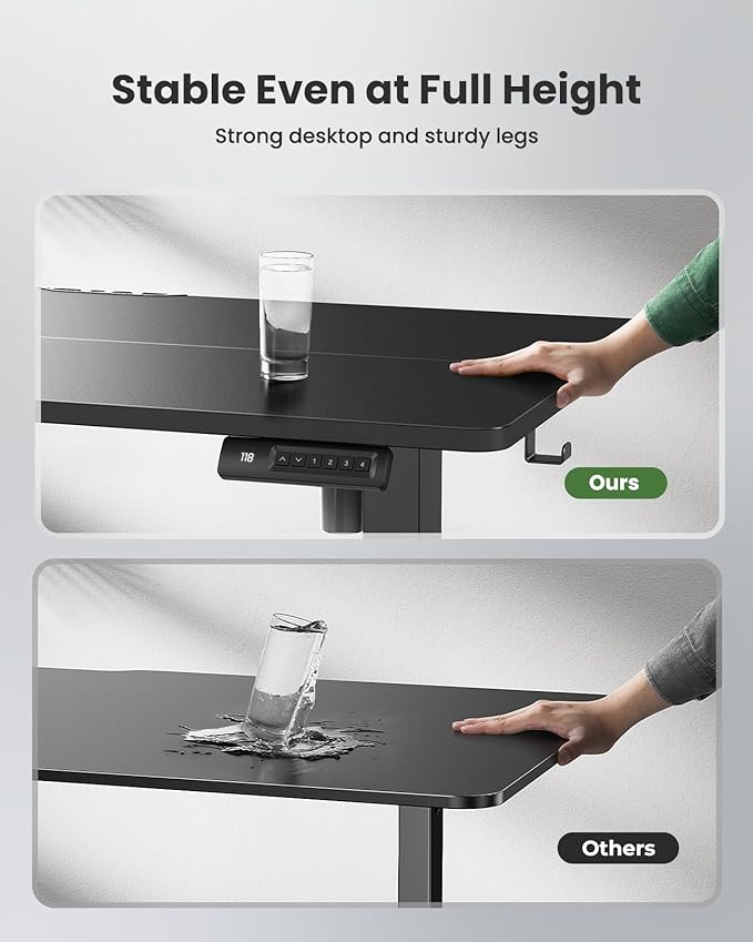 Marsail Electric Standing Desk, Adjustable Height Stand up Desk, 40 x 24 Inches Sit Stand Home Office Desk, Computer Desk, Black