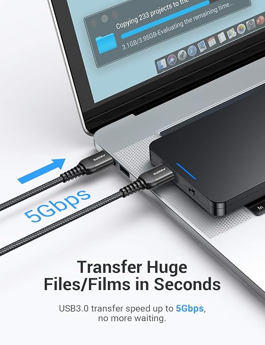 AINOPE USB to USB Cable, 6.6FT*2Pack USB 3.0 A to A Male to Male Cable [Never Rupture] Double End Type A Cord for Data Transfer, Compatible with Hard Drive Enclosures, Laptop Cooler, KVM, DVD Player
