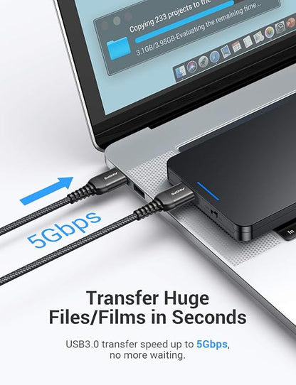 AINOPE USB to USB Cable, 3.3FT*2Pack USB 3.0 A to A Male to Male Cable [Never Rupture] Double End Type A Cord for Data Transfer, Compatible with Hard Drive Enclosures, Laptop Cooler, KVM, DVD Player