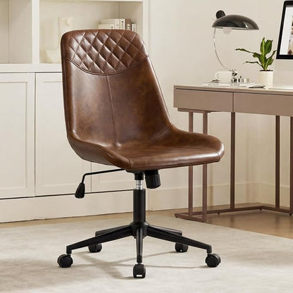 DUHOME Modern PU Leather Office Chair Desk Chair Swivel Computer Chair Yellowish-Brown
