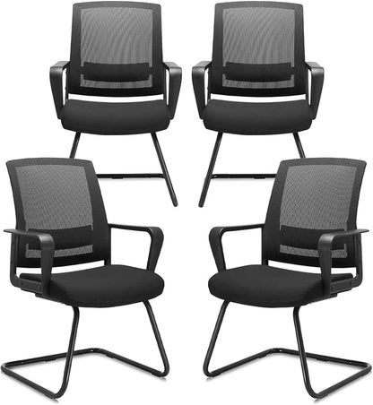 CLATINA Office Guest Chair with Lumbar Support and Mid Back Mesh Space Air Grid Series for Reception Conference Room 4 Pack