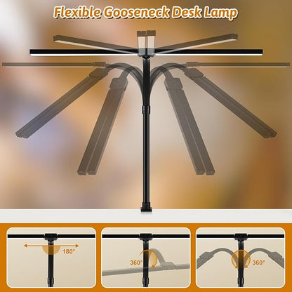 LED Desk Lamp for Office Dorm Home - Eye Caring Desk Light 18W Gooseneck Dimmable Table lamp with Anti-Glare Cover Base(No Remote)