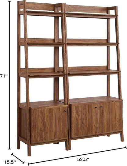 Modway Bookshelf Display Cases in Walnut - Set of 2