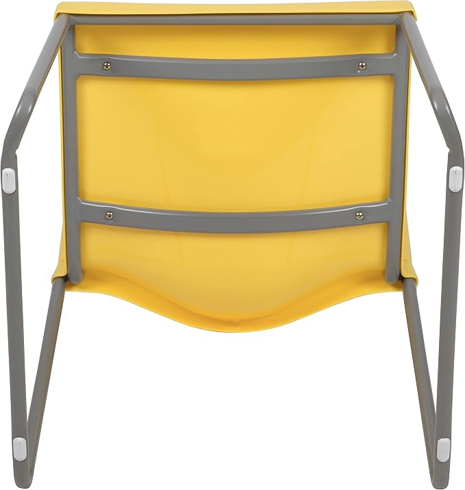 Flash Furniture HERCULES Series 880 lb. Capacity Yellow Full Back Contoured Stack Chair with Gray Powder Coated Sled Base