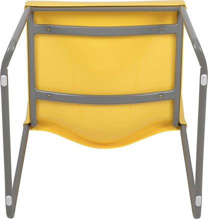 Flash Furniture HERCULES Series 880 lb. Capacity Yellow Full Back Contoured Stack Chair with Gray Powder Coated Sled Base