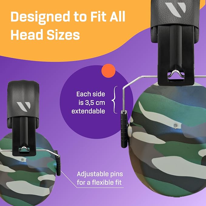 Vanderfields - Hearing Protection Ear Muffs - Over 31 dB (2K Hz) Broad Noise Cancelling Sound Reduction - Adults & Teens