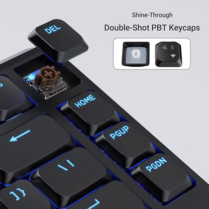 Keychron KJ1 Low Profile Wireless Mechanical Keyboard, 2.4 GHz Bluetooth QMK 75% Layout RGB, Hot-swappable Brown Switch Compatible with Mac Windows Linux, 2000mAh Fast Charge for Gaming - Black