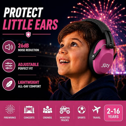 Jozy Noise Canceling Headphones for Kids, SNR 26dB Ear Protection for Autism, Sound Proof Sensory Muffs for Hearing, Concerts