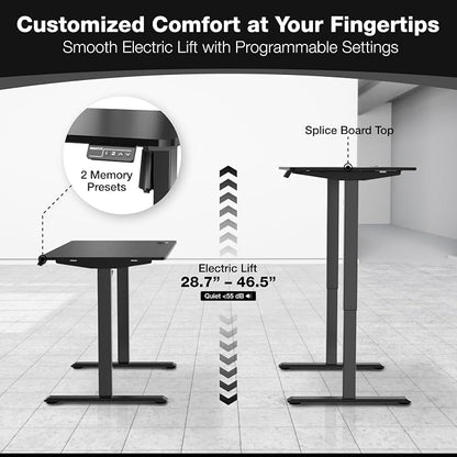 Mount-It! Electric Standing Desk Adjustable Height 40x24 – Compact Sit Stand Desk with Memory Presets, Home Office Workstation, Ergonomic Small Computer Table, Black Frame and Black Top