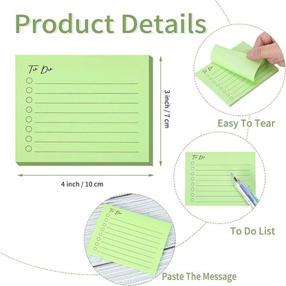 10 Pack to Do List Notepad Lined Sticky Notes, 3"x4", 500 Sheets, Sticky Notes with Lines, to Do List Planner, Square Sticky Notes for Office, Meeting, School, Home