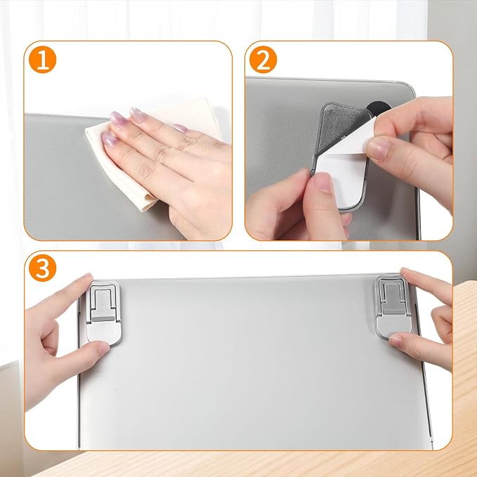 2Pcs Plastic Portable Keyboard Riser for Desk, Mini Foldable Laptop Keyboard Stand with 2 Angle Settings and Self-Adhesive Foldable Feet Adjustable Ergonomic Notebook Holder for Most Keyboards(Sliver)