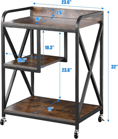 Extra Large Printer Stand, X-shaped Printer Stand with Storage, 2 Feet Width x 1.4 Feet Depth x 2.7 Feet Height, Mobile Printer Table with Wheels for Home Office, Printer and Shredder, Bearing 300 LBS