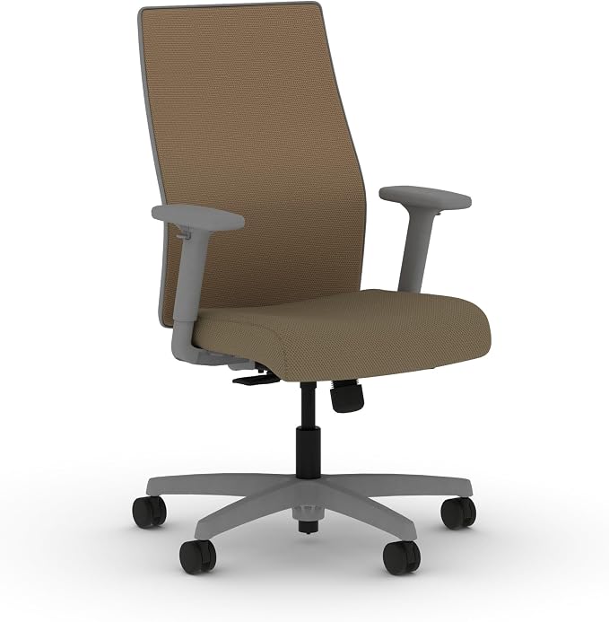 HON Ignition 2.0 Mid‑Back Ergonomic Office Chair, Mesh Task Desk Chair with Lumbar Support, Standard Synchro‑Tilt, Height and Width Adjustable Arms, Titanium Frame, Quicksand