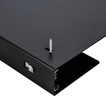 14 inch Slim Under Desk Pull-Out Storage Office Mounted Sliding Metal Drawer For Standing Desk,Black