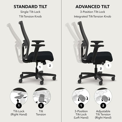 HON Ignition 2.0 Mid Back Task Chair, Spectrum Mesh, Advanced Synchro-Tilt Control, Office Chair with Lumbar Support, Height and Width Adjustable Arms, Titanium Frame, Leaf