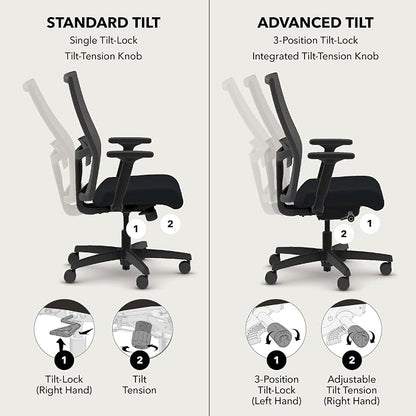 HON Ignition 2.0 Mid Back Task Chair, Spectrum Mesh, Advanced Synchro-Tilt Control, Office Chair with Lumbar Support, Height and Width Adjustable Arms, Black Frame, Linen