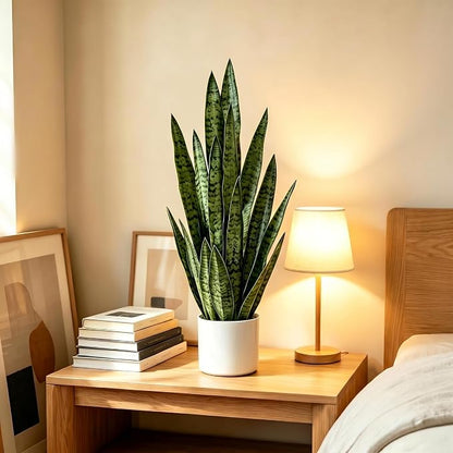 Fake Snake Plant 3FT, 35" Artificial Potted Plant with White Pot, Realistic Faux Floor Plant for Home Decor, Low Maintenance No Watering Needed for Desk Corner Office & Pet Areas (Green)