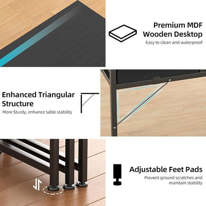 CAIYUN Computer Office Desk for Small Space with Fabric Drawers, Home Office Desk for Bedroom with Side Pocket and Hook, 31 Inch Kid’s Desk, Writing Desk, Study Table and Work Desk, Black