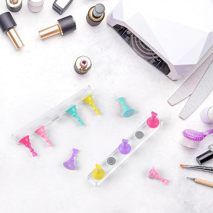 JUSTOTRY 4 Sets Nail Painting Stand With 96 PCS Reusable Adhesive Putty Acrylic Nail Holder For Press On Nails Display Tools Kit Accessories Home DIY Salon
