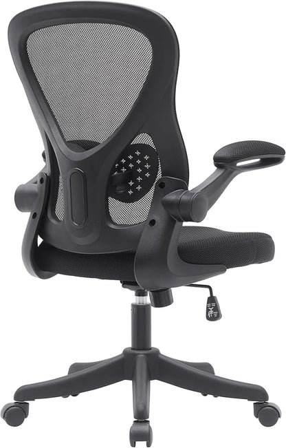 Ergonomic Office Chair with Mesh Back Rest Lumbar Support Flip Up Arms and Swivel, Mid-Back Task Home Office Chair