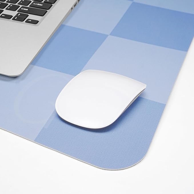 AFIING Light Blue Desk Mat 31.5" x 12", Waterproof PU Leather Desk Pad | Non-Slip Rubber Base, Easy Clean Surface, Desk Protection, Office & Home