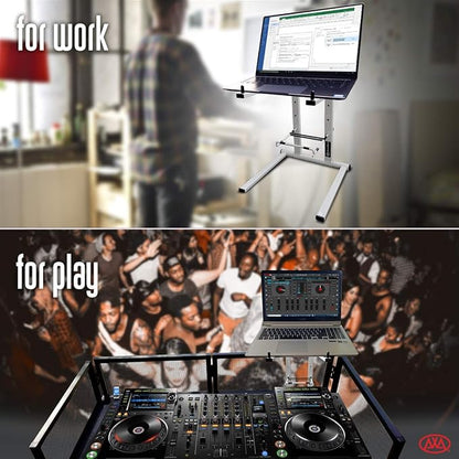 AxcessAbles Portable Folding Laptop Stand with Bag | Elevated MacBook Stand for Home Office, Music Production, Gaming, DJ Controller | No Assembly Required (White)