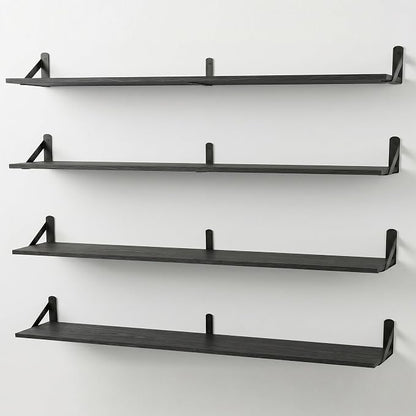 Long Wall Shelf,Large Floating Shelves for Wall,Wood Floating Bookshelves Hanging,Book Storage Display for Living Room Bedroom Office Bathroom Decor,4 Pack,47 Inch,Rustic Black