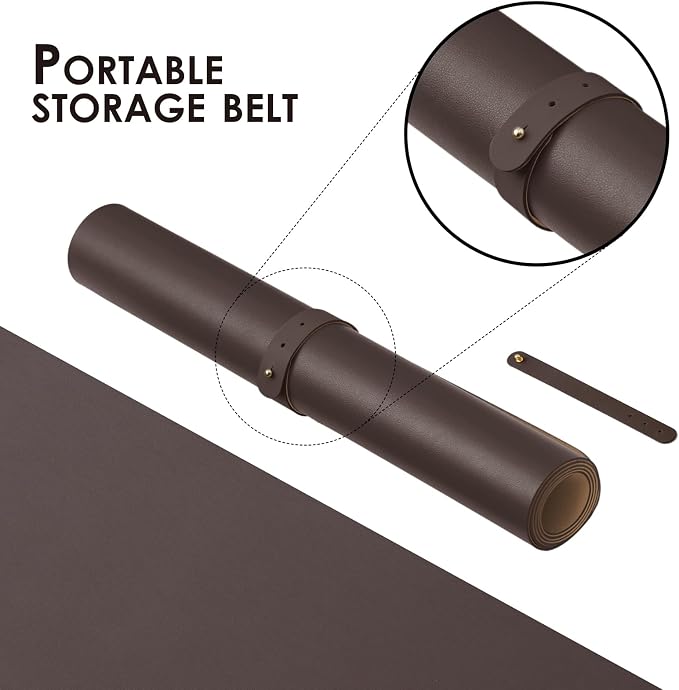 Leather Desk Mat - Non-Slip PU Desk Pad for Office and Home - Desk Organization and Accessories - Ideal for Large Mouse Pad and Desk Mats on Top of Desks (Coffee,27.6"x 13.8")