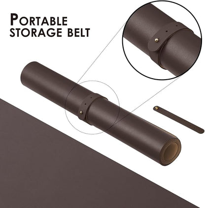 Leather Desk Mat - Non-Slip PU Desk Pad for Office and Home - Desk Organization and Accessories - Ideal for Large Mouse Pad and Desk Mats on Top of Desks (Coffee,27.6"x 13.8")