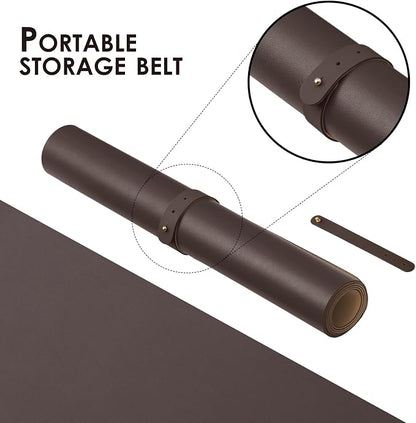 Leather Desk Mat - Non-Slip PU Desk Pad for Office and Home - Desk Organization and Accessories - Ideal for Large Mouse Pad and Desk Mats on Top of Desks (Coffee,31.5"x 15.7")