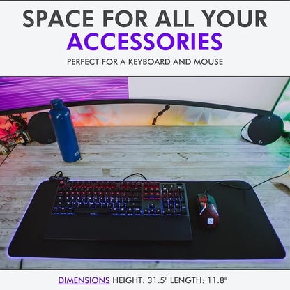 Tilted Nation RGB Mouse Pad for Gaming - Large LED Mousepad - LED Desk mat with 8 Adjustable Light Modes - Non Slip Rubber Base, Easy to Clean Water Proof Surface Mat for Keyboard and Mouse