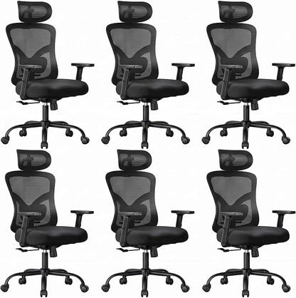 NOBLEWELL Ergonomic Office Chair with Padded Lumbar Support, 2D Headrest, Adjustable Armrests, Upgraded Contoured Seat Cushion, 130° Rocking Tilt, Computer Gaming Chair for Home Office, Pack of 6
