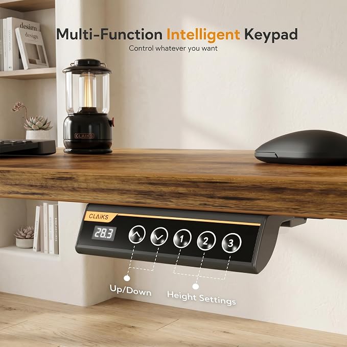 Claiks Electric Height Adjustable Standing Desk with Drawers, 63 x 24 Inch Sit Stand Desk for Home Office, Computer Desk Workstation,Rustic Brown