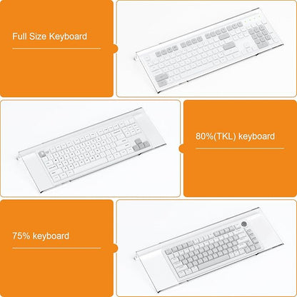 BEEGO Ergonomic Computer Keyboard Stand - 2PCS Clear Acrylic Keyboard Riser Tilted Keyboard Holder Keyboard Tray with White Non-Slip Strip for Easy Typing at Home School Office Desk Accessories