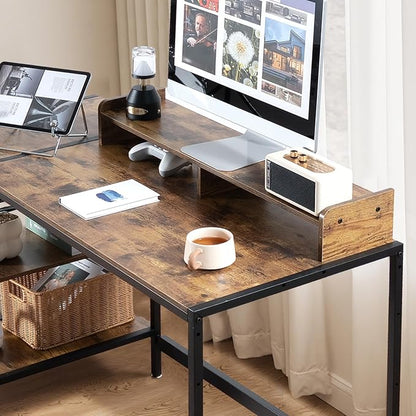 MINOSYS Computer Desk 47-inch with Storage Shelf - Vintage Ideal Gaming Desk for Bedrooms, Small Spaces, and Home Offices Modern Writing Desk for PCs.