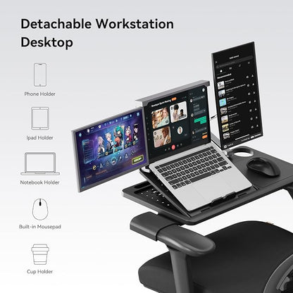Newtral Office Chair Ergonomic - Home Office Desk Chair, Back Pain Chair with Auto-Following Lumbar Support, 4D Armrest, Seat Depth and Height Adjustable