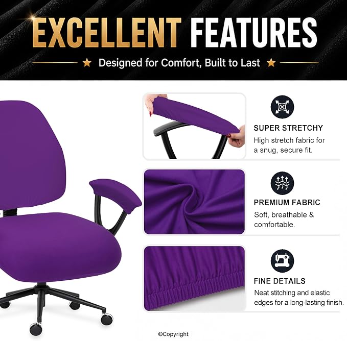 DIVA EN CAMINO DEC Universal fit Stretch Computer Chair Slipcover - Washable Rotating Backrest Coverings & Cushion Protectors & Armrest Covers for Dogs, Cats, Pets