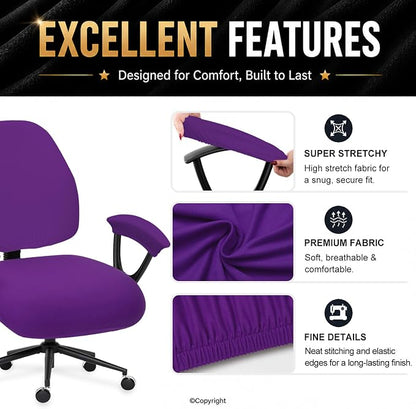 DIVA EN CAMINO DEC Universal fit Stretch Computer Chair Slipcover - Washable Rotating Backrest Coverings & Cushion Protectors & Armrest Covers for Dogs, Cats, Pets