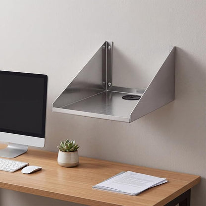 Hicarer Wall Mounted Stainless Steel Printer Shelf 12" x 9"x 6" Restaurant Ticket Printer Shelf 304 Stainless Steel 50 lb Capacity 16 Gauge, Silver
